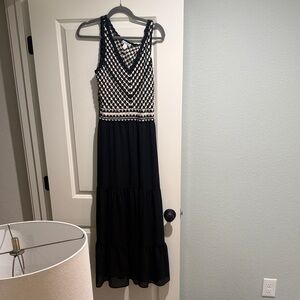 Nine West Geometric Black and White Maxi Dress